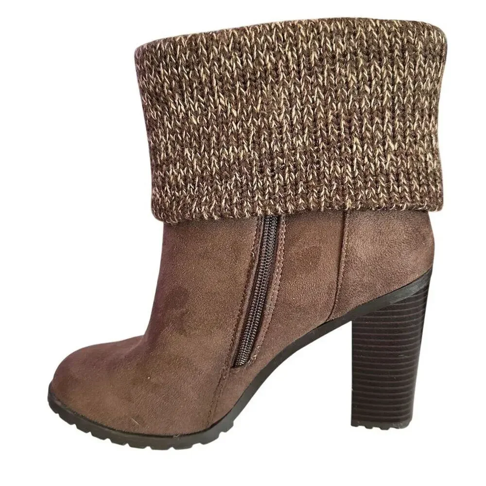 Leila Stone Jarae Women's‎ Brown Ankle Bootie Heel Size 8.5 Casual Block Heel - Picture 6 of 12